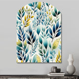 Watercolor Blue Foliage Botanical Pattern - Asymmetric Metal Wall Art