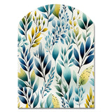 Watercolor Blue Foliage Botanical Pattern - Asymmetric Metal Wall Art