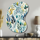 Watercolor Blue Foliage Botanical Pattern - Asymmetric Metal Wall Art