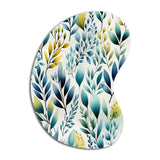 Watercolor Blue Foliage Botanical Pattern - Asymmetric Metal Wall Art