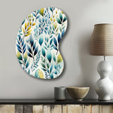 Watercolor Blue Foliage Botanical Pattern - Asymmetric Metal Wall Art