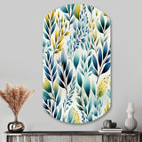 Watercolor Blue Foliage Botanical Pattern - Asymmetric Metal Wall Art