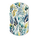 Watercolor Blue Foliage Botanical Pattern - Asymmetric Metal Wall Art