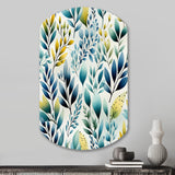 Watercolor Blue Foliage Botanical Pattern - Asymmetric Metal Wall Art