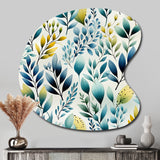 Watercolor Blue Foliage Botanical Pattern - Asymmetric Metal Wall Art