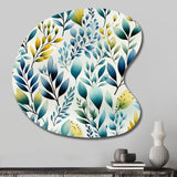 Watercolor Blue Foliage Botanical Pattern - Asymmetric Metal Wall Art