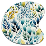 Watercolor Blue Foliage Botanical Pattern - Asymmetric Metal Wall Art