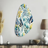 Watercolor Blue Foliage Botanical Pattern - Asymmetric Metal Wall Art