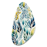 Watercolor Blue Foliage Botanical Pattern - Asymmetric Metal Wall Art