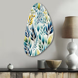 Watercolor Blue Foliage Botanical Pattern - Asymmetric Metal Wall Art