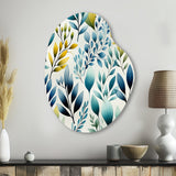 Watercolor Blue Foliage Botanical Pattern - Asymmetric Metal Wall Art