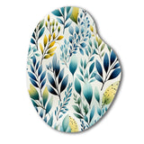 Watercolor Blue Foliage Botanical Pattern - Asymmetric Metal Wall Art