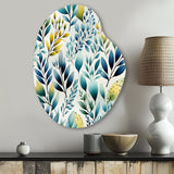 Watercolor Blue Foliage Botanical Pattern - Asymmetric Metal Wall Art