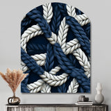 Coastal Rope Motifs White And Blue - Asymmetric Metal Wall Art