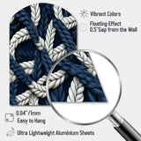 Coastal Rope Motifs White And Blue - Asymmetric Metal Wall Art