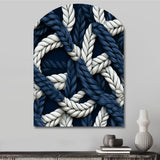 Coastal Rope Motifs White And Blue - Asymmetric Metal Wall Art