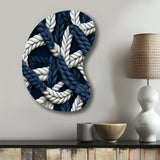 Coastal Rope Motifs White And Blue - Asymmetric Metal Wall Art