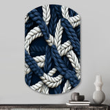 Coastal Rope Motifs White And Blue - Asymmetric Metal Wall Art