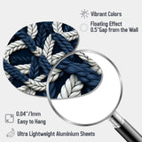 Coastal Rope Motifs White And Blue - Asymmetric Metal Wall Art