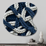 Coastal Rope Motifs White And Blue - Asymmetric Metal Wall Art