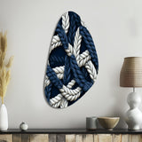 Coastal Rope Motifs White And Blue - Asymmetric Metal Wall Art