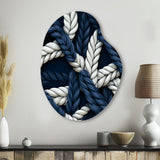 Coastal Rope Motifs White And Blue - Asymmetric Metal Wall Art