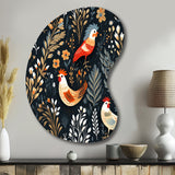 Country Charm Red  Rooster Pattern - Asymmetric Metal Wall Art