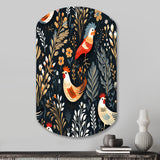 Country Charm Red  Rooster Pattern - Asymmetric Metal Wall Art