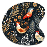 Country Charm Red  Rooster Pattern - Asymmetric Metal Wall Art