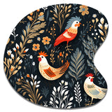 Country Charm Red  Rooster Pattern - Asymmetric Metal Wall Art