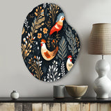 Country Charm Red  Rooster Pattern - Asymmetric Metal Wall Art