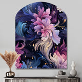 Astral Blue Purple Damask Radiance - Asymmetric Metal Wall Art