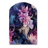 Astral Blue Purple Damask Radiance - Asymmetric Metal Wall Art