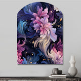 Astral Blue Purple Damask Radiance - Asymmetric Metal Wall Art