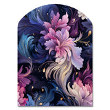 Astral Blue Purple Damask Radiance - Asymmetric Metal Wall Art