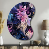 Astral Blue Purple Damask Radiance - Asymmetric Metal Wall Art