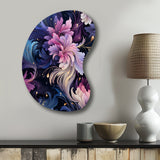 Astral Blue Purple Damask Radiance - Asymmetric Metal Wall Art