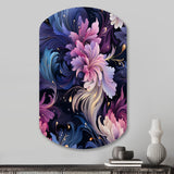 Astral Blue Purple Damask Radiance - Asymmetric Metal Wall Art