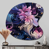 Astral Blue Purple Damask Radiance - Asymmetric Metal Wall Art