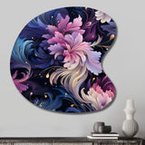 Astral Blue Purple Damask Radiance - Asymmetric Metal Wall Art