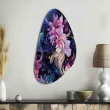 Astral Blue Purple Damask Radiance - Asymmetric Metal Wall Art