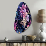 Astral Blue Purple Damask Radiance - Asymmetric Metal Wall Art