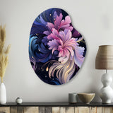 Astral Blue Purple Damask Radiance - Asymmetric Metal Wall Art