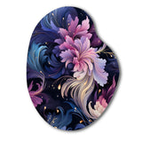 Astral Blue Purple Damask Radiance - Asymmetric Metal Wall Art