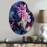 Astral Blue Purple Damask Radiance - Asymmetric Metal Wall Art