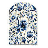 Blue And White Damask Flower - Asymmetric Metal Wall Art