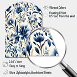 Blue And White Damask Flower - Asymmetric Metal Wall Art