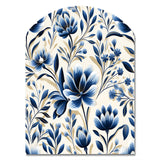 Blue And White Damask Flower - Asymmetric Metal Wall Art