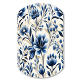 Blue And White Damask Flower - Asymmetric Metal Wall Art