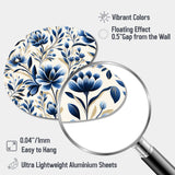 Blue And White Damask Flower - Asymmetric Metal Wall Art